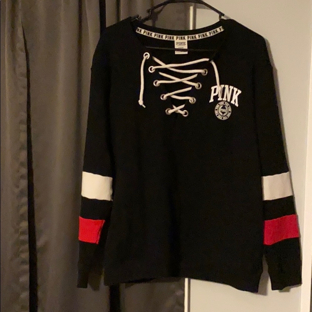 PINK lace up sweatshirt